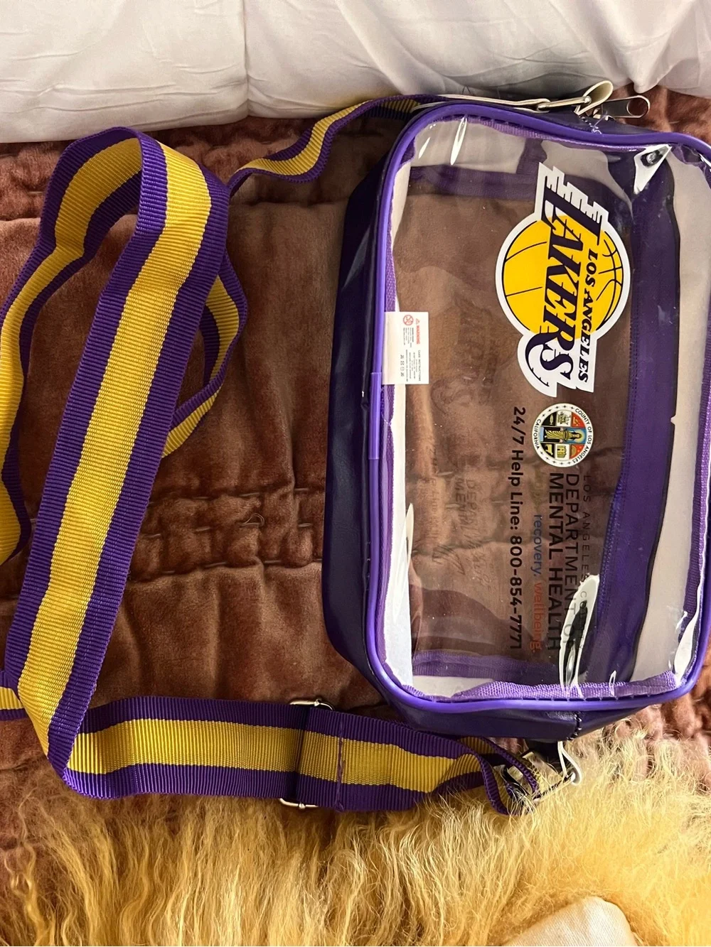 Purple Tote BOGG BAG Crocs lk LA Los Angeles Lakers NBA New w/ crossbody bum bag